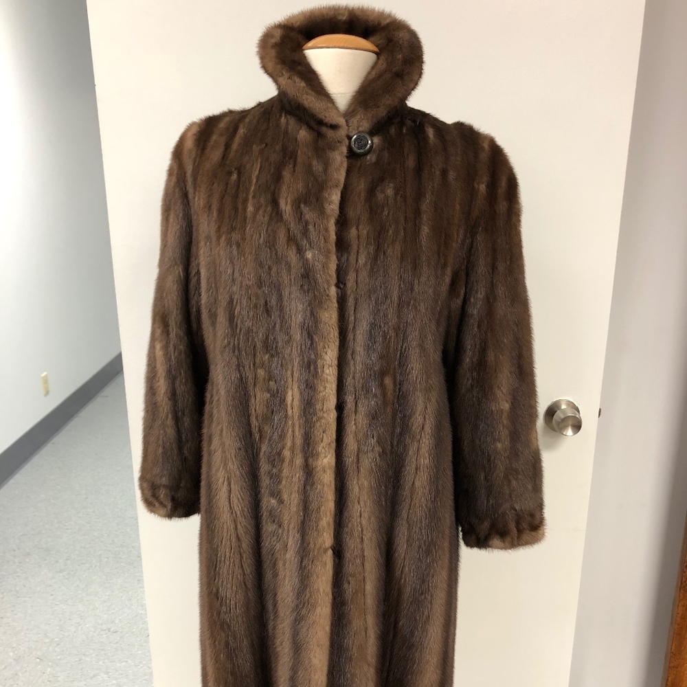 Vintage Lined 40" Mink Coat with button at collar